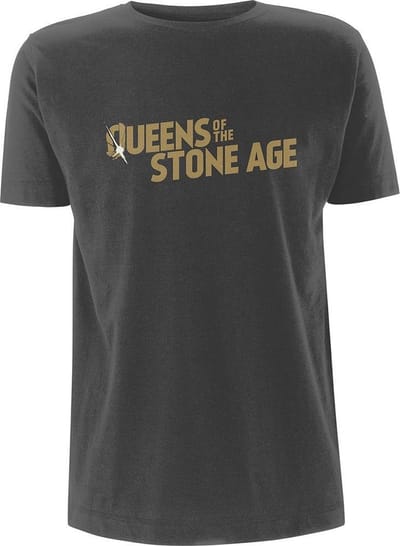 Queens Of The Stone Age - Metallic Text Logo Heren T-shirt - L - Grijs