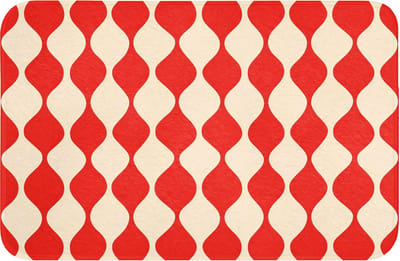 Badmat 60x40 cm - Antislip - Golvend patroon - Retro - Rood - Beige - Badmatten voor badkamer - Badkamermat - Douchemat - Badkamer mat