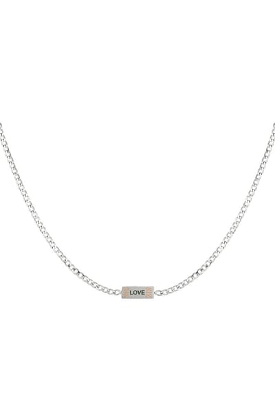 Bullet Bead Love - Necklace - Silver - Stainless Steel - Ketting -Zilver-Yehwang