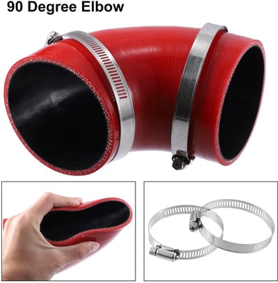 Dailygoods- Silicone Reducer 90 Graden - 89mm Binnendiameter - Slangtype - Klemmaatbereik 80-100mm - Rood - Kwaliteitsmateriaal - Slang