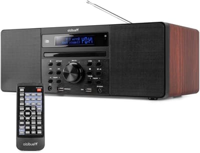 Stereo Radio - CD speler Bluetooth - Muziek luisteren - 60W speakers - 44 x 26 x 19 cm - Hout
