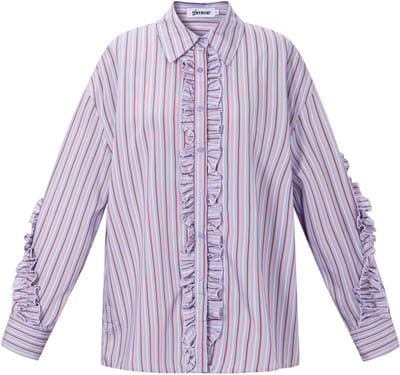 Playful Ruffle Blouse – Stijlvolle Blouse voor een Vrouwelijke Look - Paars - Maat S