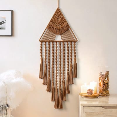 Dailygoods- Wandtapijt Handgemaakt - Macramé Dromenvanger - Boheemse Kunst - Geometrische Wanddecoratie - Muurdecoratie Slaapkamer - Vintage/Moderne Stijl
