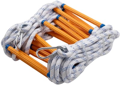 Vluchtladder, 10 meter touw, vluchtladder balkon, touwladder, brandladder, incl. 2 karabijnhaken, EN-892 goedgekeurd, tot 200KG, met opbergtas, tot derde verdieping, met opbergtas
