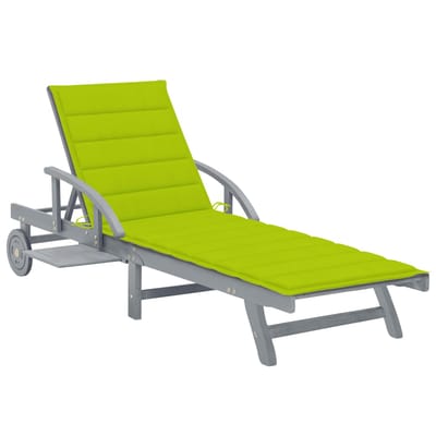 vidaXL - Ligbed - met - kussen - massief - acaciahout