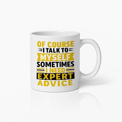 330ml Grappige ‘Expertadvies’ Quote Mok – ‘Natuurlijk Praat Ik Tegen Mijzelf, Soms Heb Ik Expertadvies Nodig’ Koffiemok – Perfect Cadeau voor Koffieliefhebbers en Zelfgesprek Fans