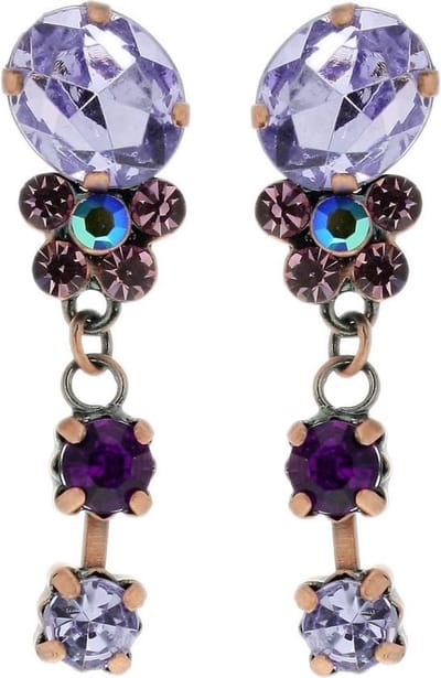 Behave - paarse oorhanger met bloemetje - romantische retro look