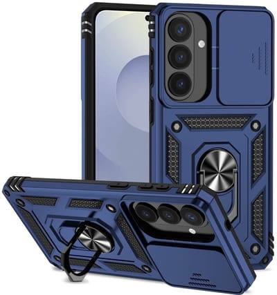Coverup Hoesje - Geschikt voor Samsung Galaxy S26 Plus Hoesje - Coverup Armor Ring Kickstand Back Cover met Camera Shield - Blauw