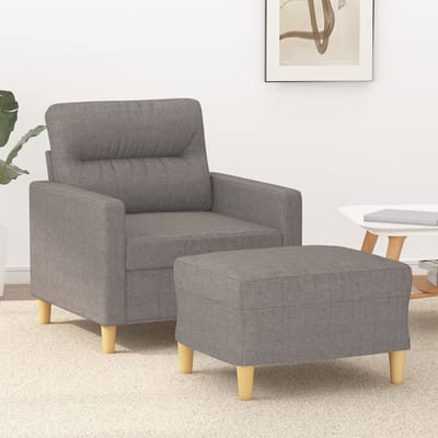 vidaXL - Fauteuil - met - voetenbank - 60 - cm - stof - taupe