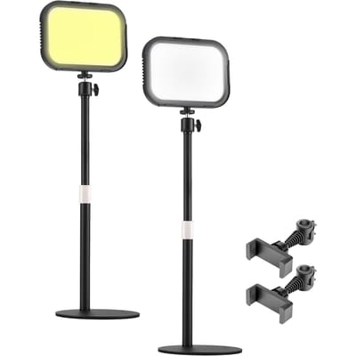 2 Stuks Desktop LED Videolichtpaneel 12W Videoconferentielicht voor Zoomvergadering 3000K 6500K Fotografie Invullicht 2-Pack