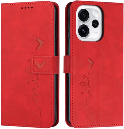 Coverup Hoesje - Geschikt voor OPPO Reno15 Pro Hoesje - Coverup Smile Book Case - Rood