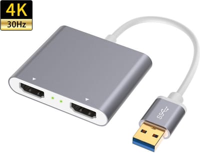 USB 3.0 Dual HDMI 4K splitter - adapter connector - Grijs - Provium