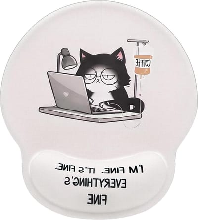 Ergonomische muismat met polssteun van traagschuim, antislip basis, ideaal voor gaming en kantoorgebruik, kattenmotief, klein formaat