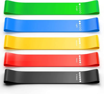Weerstandsbanden set van 5 stuks - Extra sterk tot 18kg - 5 Kleuren - Resistance band set - Fitness Elastiek - Booty Band Builder