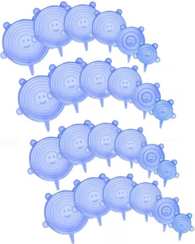 Bovista Afsluitdeksel - Stretch Deksel - Siliconen - Rekbare Deksel - Vershouddeksel - Herbruikbaar - Set - 24 Stuks - Blauw