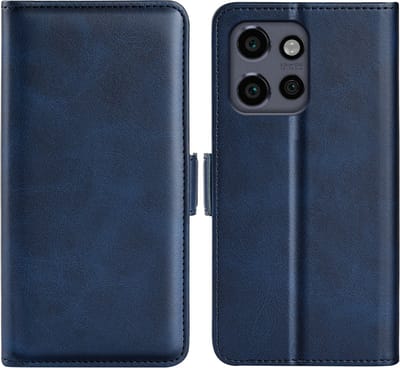MobyDefend Hoesje - Geschikt voor Motorola Edge 50 Neo / Edge 60 Neo - Luxe Wallet Book Case (Sluiting Zijkant) - Blauw