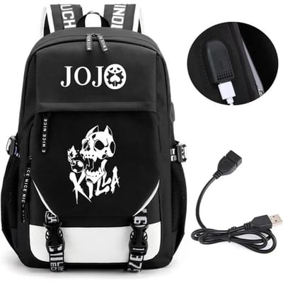 Anime JOJO Jonathan Joestar Golden Experience Rugzak Schooltas met USB-poort Laptopvak voor Jongens Meisjes Reistas 12 inches