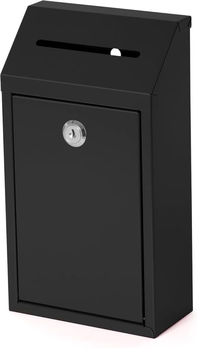 Afsluitbare brievenbus - Wand brievenbus - Thuis post ontvangen - Regendichte klep - 26 x 14.5 cm - Zwart