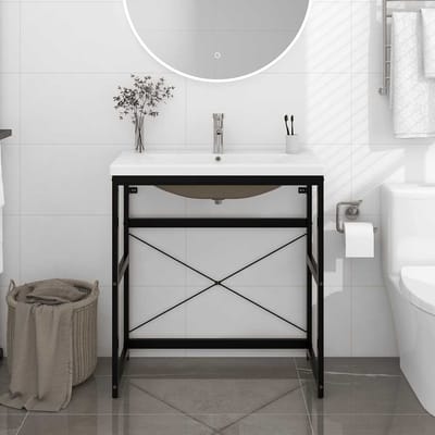 vidaXL - Wastafelframe - met - inbouwwastafel - ijzer - zwart