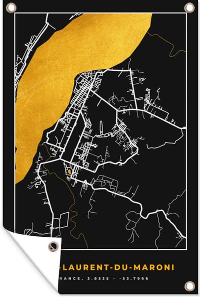 Muurdecoratie Saint-Laurent-Du-Maroni – Plattegrond – Frankrijk – Kaart – Stadskaart - 120x180 cm - Tuinposter - Tuindoek