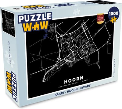 Puzzel Kaart - Hoorn - Zwart - Legpuzzel - Puzzel 1000 stukjes volwassenen