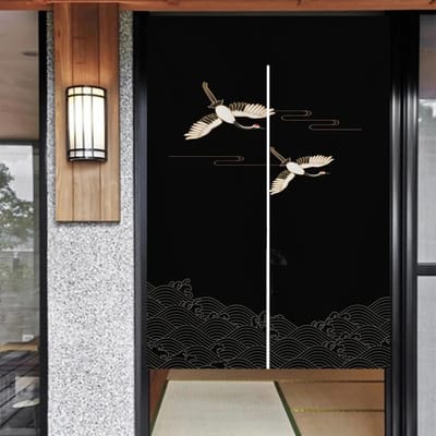 Deurgordijnen Japanse Noren Vijf Kraanvogels Kamerverdeling Keukendecoratie Poster Hangen Deurgobelin voor Slaapkamer 70x120cm 27.5x47in