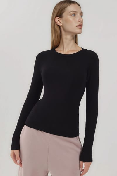 Ultra Zachte Aanraak Slim Fit Ronde Hals Langemouw Basis Top