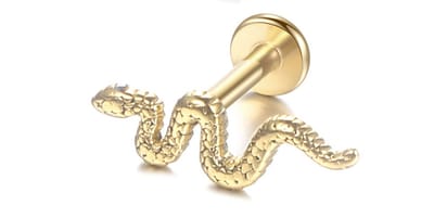 WeLoveSilver - piercing - goudkleurige slang - chirurgisch staal - 6 cm