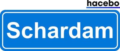 Hacebo - Plaatsnaam Sticker - 29x10 CM - Schardam sticker - Verkeersborden sticker - grappige cadeaus - Schardam
