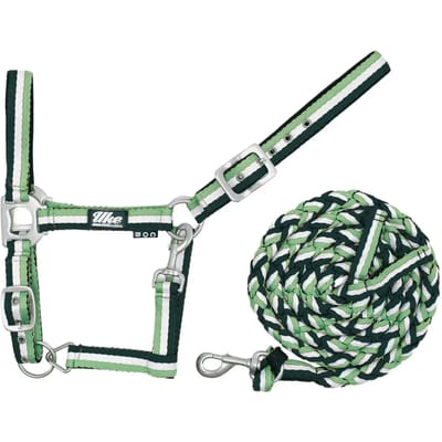 Nylon halster voor paard met leer en lijn Supreme