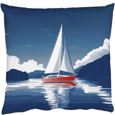 Sierkussens - Kussentjes Woonkamer - 50x50 cm - Zeilboot - Donkere bergen - Stilte