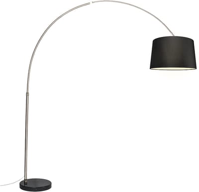 QAZQA XXL - Booglamp - staal kap 50cm schuin zwart