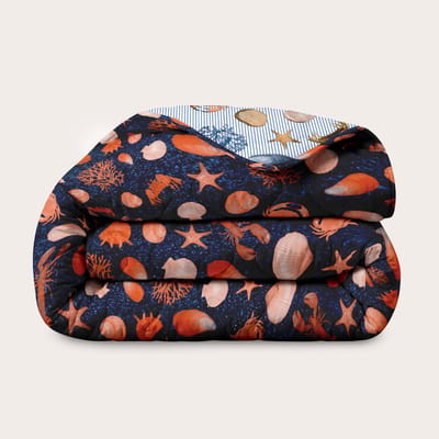HappyBed Dekbed zonder overtrek 140x200 - Wasbaar Dekbed - Bedrukt dekbed zonder hoes - Hoesloos Dekbed - Eenpersoonsdekbed - Seashore