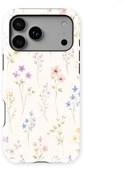Bloemen Design Hoesje geschikt voor iPhone 17 Pro | Flower Print Tough Case met Mag | Shockproof | Bloemen Motief Backcover geschikt voor iPhone 17 Pro Wildflower Whisper