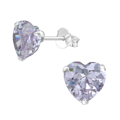Montebello Oorbellen Elsie Violet - 925 Zilver E-Coating - Hart - Ø8mm