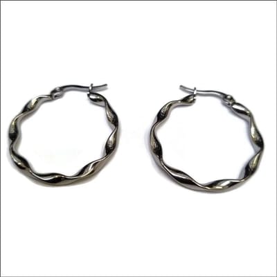 Aramat Jewels | Oorringen | Stijlvolle Stalen Oorringen 30mm gedraaid | Gedraaid-30x2.5mm | |3mm | Staal | Volwassenen | Verkleurd niet