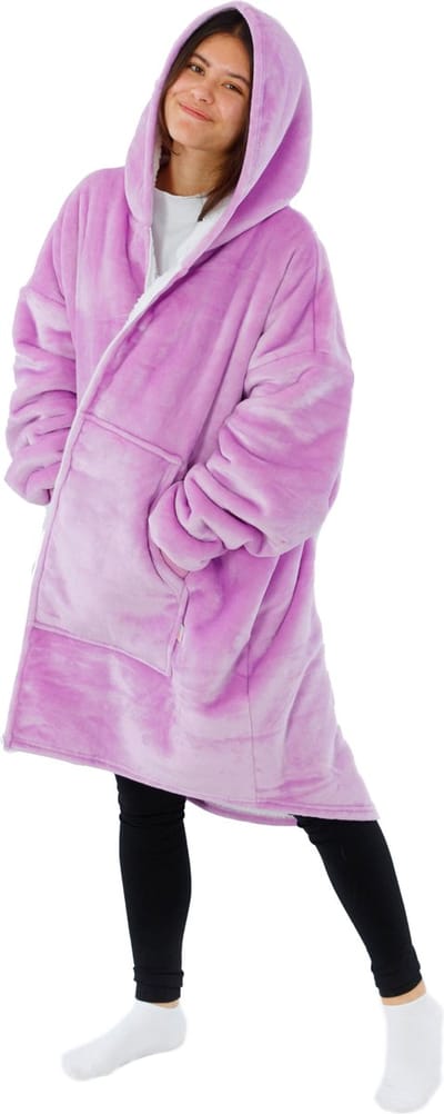 Vestie Hoodie Deken Met Rits - Hoodie Blanket With Zipper - Oversized Draagbare Deken - Sherpa Fleece - Purple - Paars