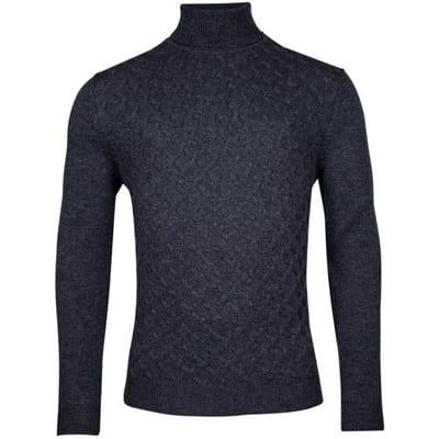 Baileys Trui Lambswool Rollneck Fantasy Diagonal Cable Knit Dark Blue / male