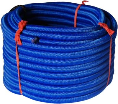 Rubberspanner Gevlochten Mantel - Elastisch Koord - Bevestigen Spullen - Met Rubberen Kern - 6mm x 5m - Blauw