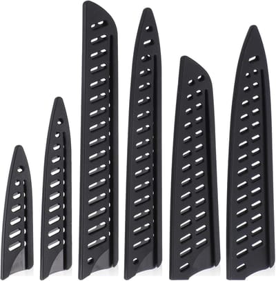 Set van 8 Universele Zwarte Mesbeschermers - Beschermende Plastic Covers voor Keuken- en Fruitmessen, Ademend en Draagbaar