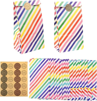 Set van 20 Kleurige Cadeauzakken met Stickers voor Verjaardagen, Feestjes en Trouwen
