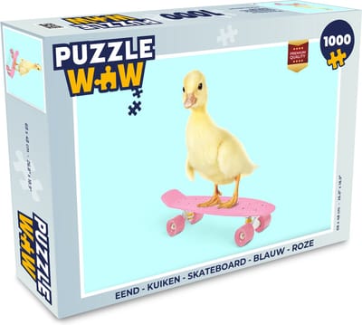 Puzzel Eend - Kuiken - Skateboard - Blauw - Roze - Legpuzzel - Puzzel 1000 stukjes volwassenen