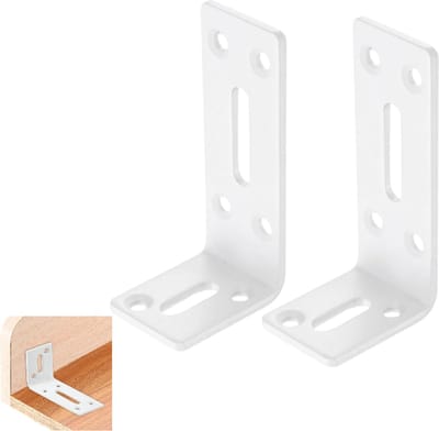 2 stuks- L-vormige metalen beugel - Wanddragende steun - Haakse beugel - L-vormige beugel - Beugel voor opbergplanken - Verstelbare L-vormige beugel met groef - Wit - 80*30*41 mm - Geschikt voor houten planken en meubelplanken