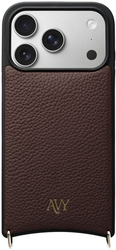 AVY Leren Hoesje | Geschikt voor Apple iPhone 17 Pro | Compatibel met MagSafe | Leather Case | Back Cover | Haakjes voor koord | Chocolate