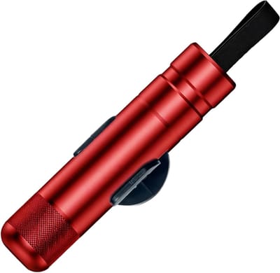 Veiligheidshamer - Noodhamer Raambreker - Voertuig Noodhulp - Wolfraam Stalen Punt - 8.7 x 2 x 2 cm - Rood