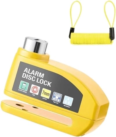 Fietsschijf - Schijfremslot Alarm - Remschijfslot met alarm - met Reminderkabel - 7 mm - Motorslot - Scooterslot -Remslot - Alarmslot Rem - Schijfrem Antidiefstalslot Rijuitrusting Hoge Decibel Schijfrem - oranje kleur