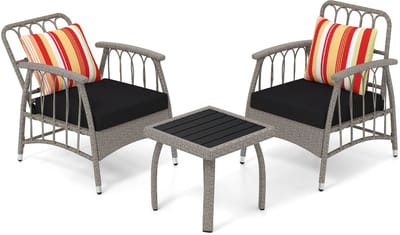 KOMFOTTEU 3-delige tuinset, 2 relaxfauteuils met 1 salontafel, fauteuils met in 4 standen verstelbare rugleuning, verstelbare voetensteunen, grijs