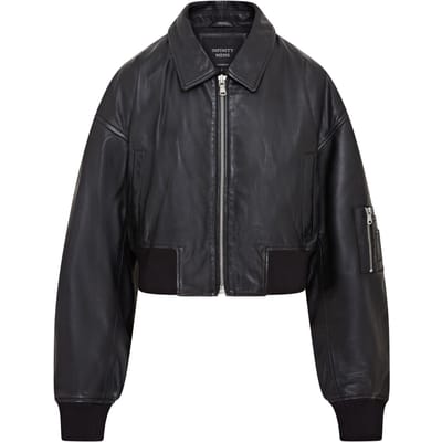 Oversized lederen MA-1 bomberjack voor dames