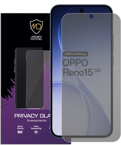 MobyDefend Screenprotector - Geschikt voor Oppo Reno15 - Matte Privacy Glass Screensaver
