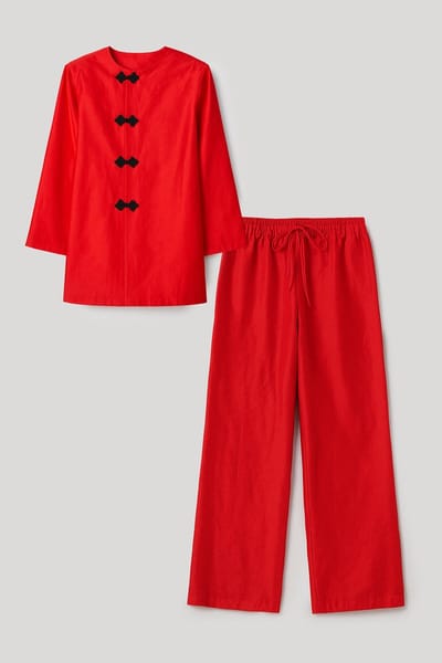 Touché Privé - Cupra set van tuniek ve broek - Rood - Dames
